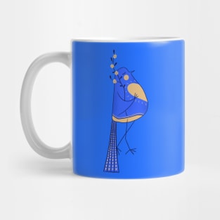 Blue love bird with yellow flowers stands for Ukraine Mug